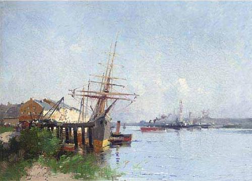 Eugene Galien-Laloue Harbour scene oil painting picture